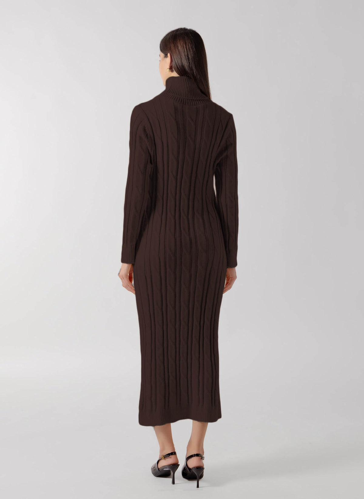RIBBED TURTLENECK KNIT MAXI DRESS