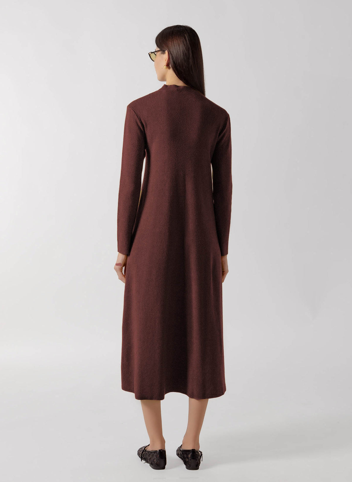 CONTRAST BUTTON DOWN MIDI KNIT DRESS