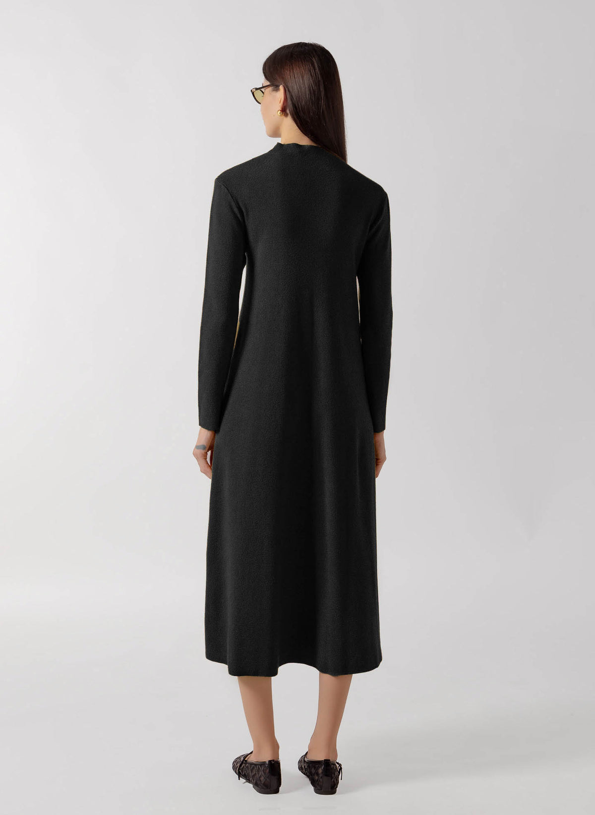 CONTRAST BUTTON DOWN MIDI KNIT DRESS
