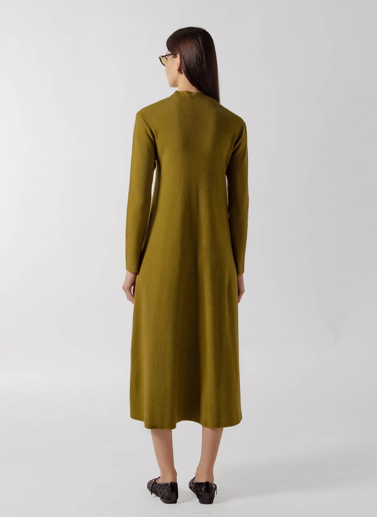 CONTRAST BUTTON DOWN MIDI KNIT DRESS