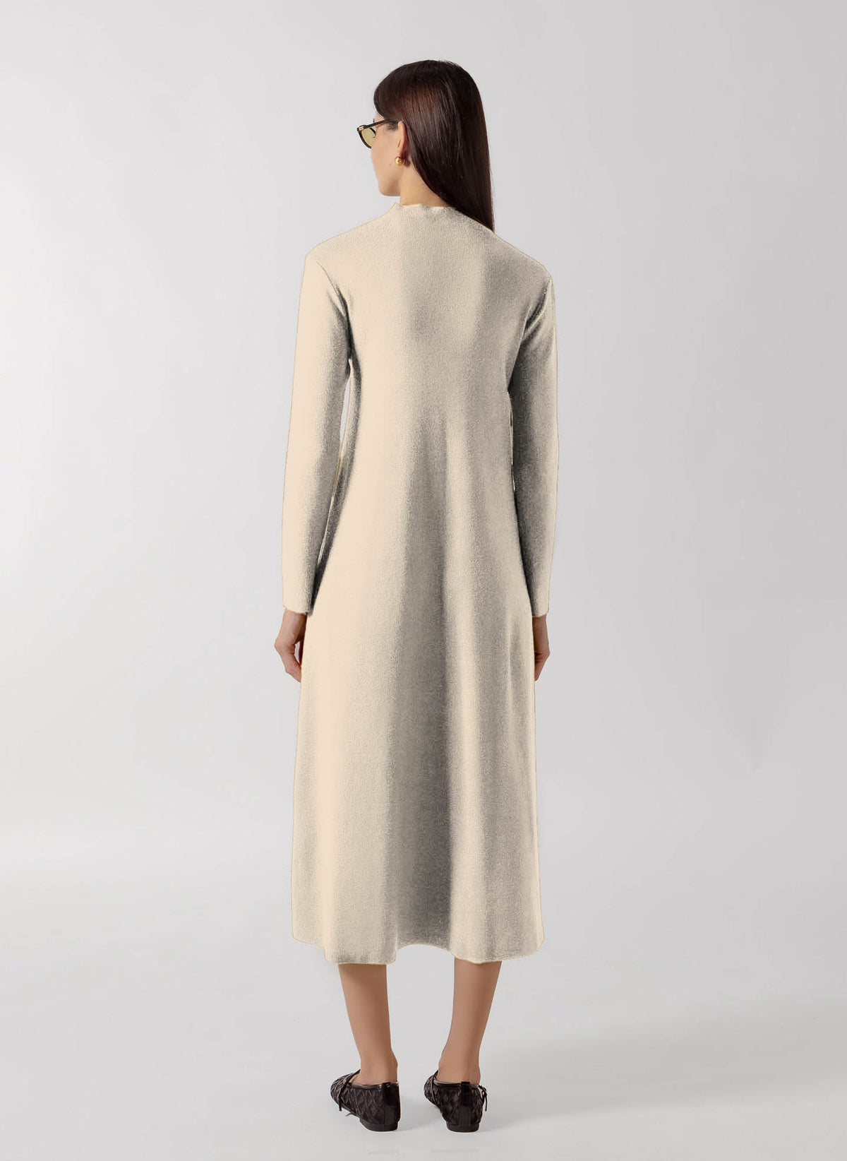 CONTRAST BUTTON DOWN MIDI KNIT DRESS