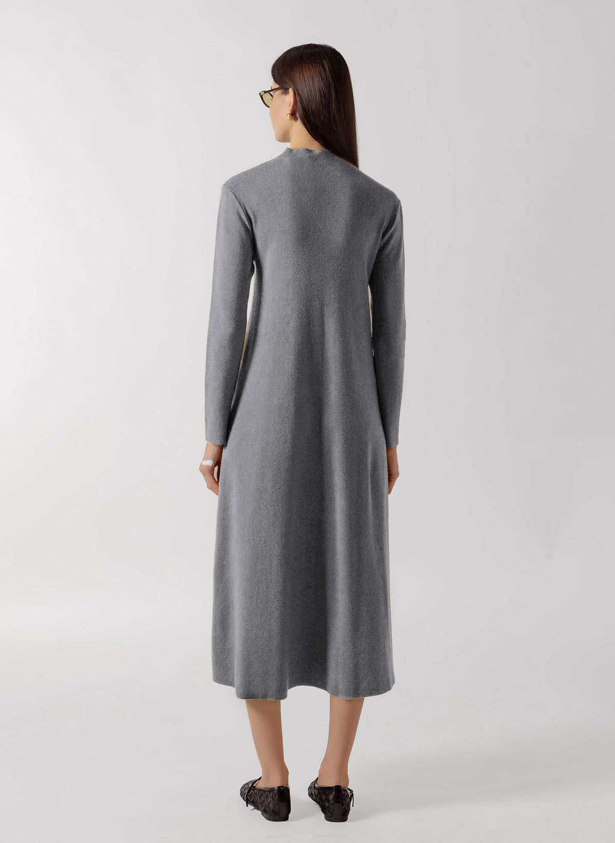 CONTRAST BUTTON DOWN MIDI KNIT DRESS
