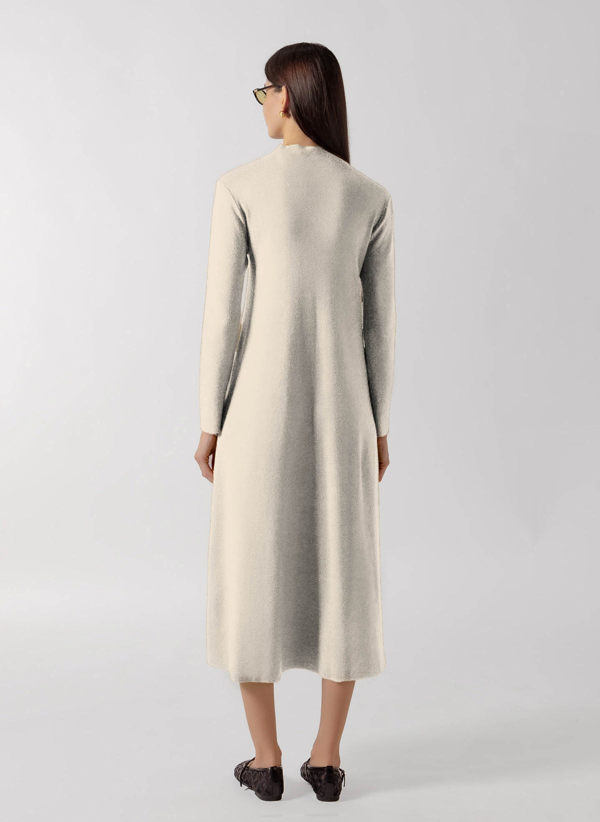 CONTRAST BUTTON DOWN MIDI KNIT DRESS
