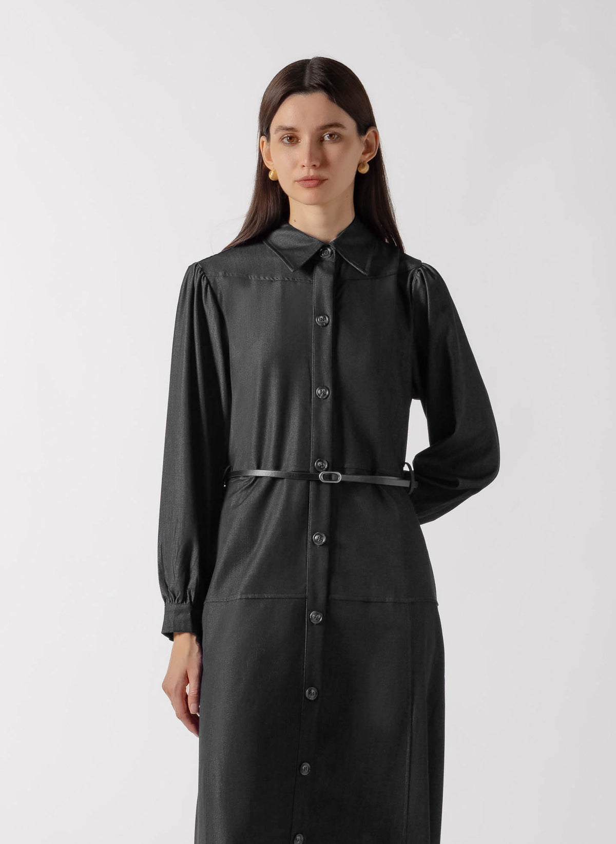 TENCEL BUTTON FRONT MAXI DRESS