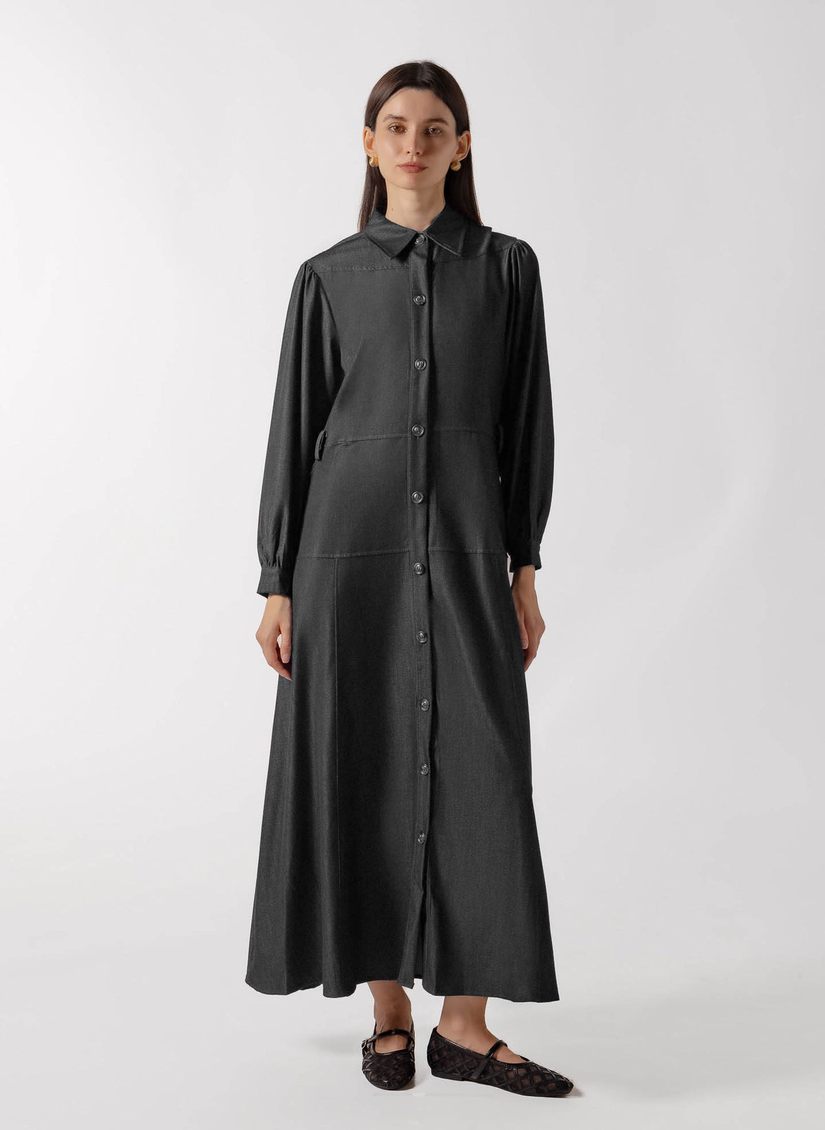 TENCEL BUTTON FRONT MAXI DRESS