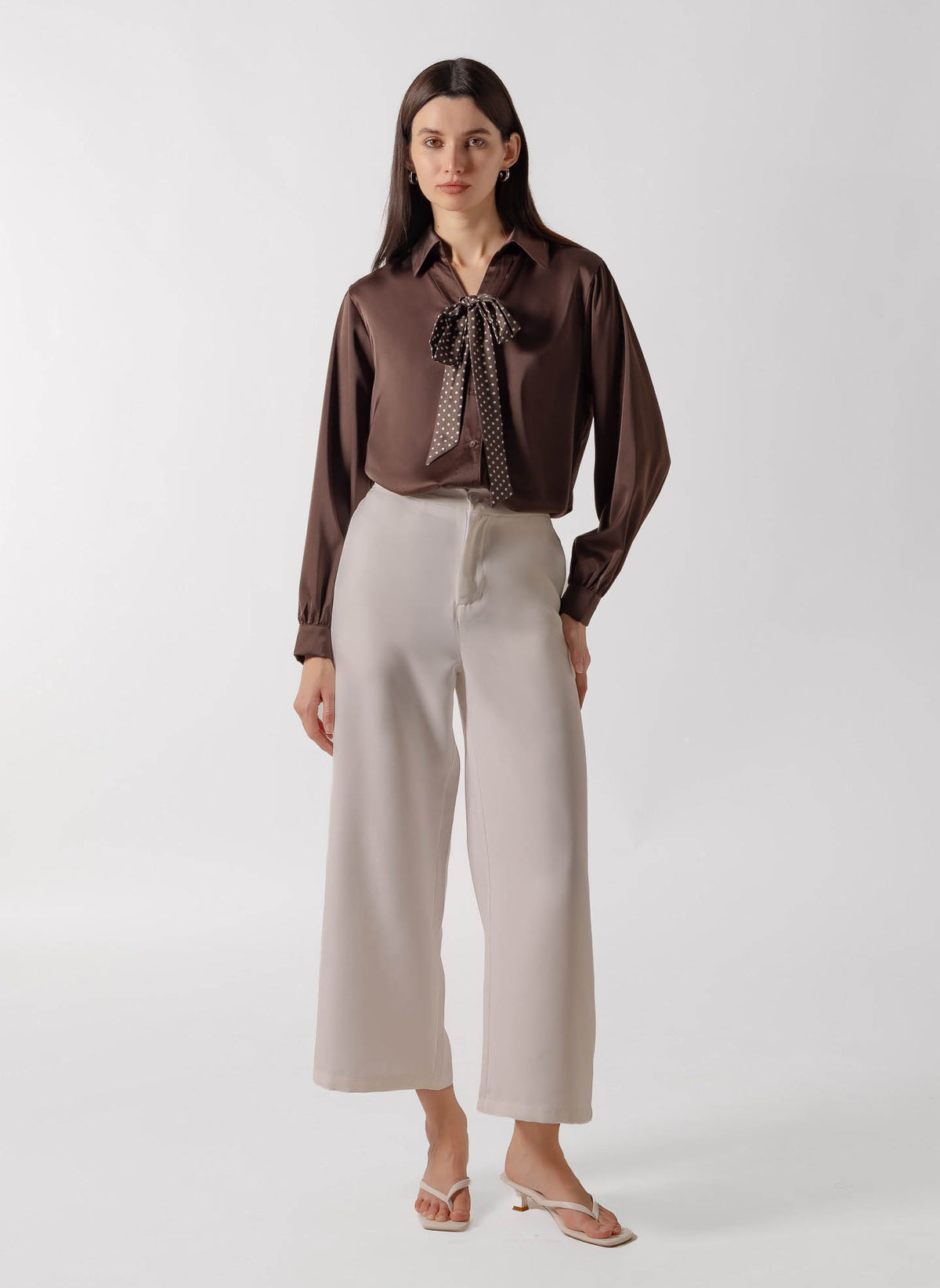 POLKA DOT TIE SATIN SHIRT