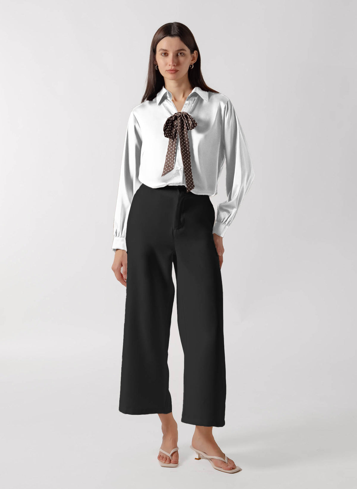 POLKA DOT TIE SATIN SHIRT