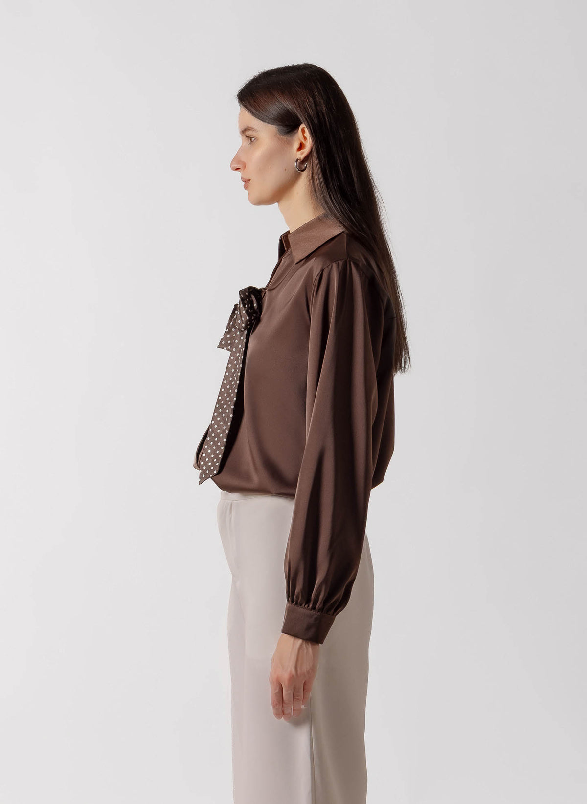 POLKA DOT TIE SATIN SHIRT