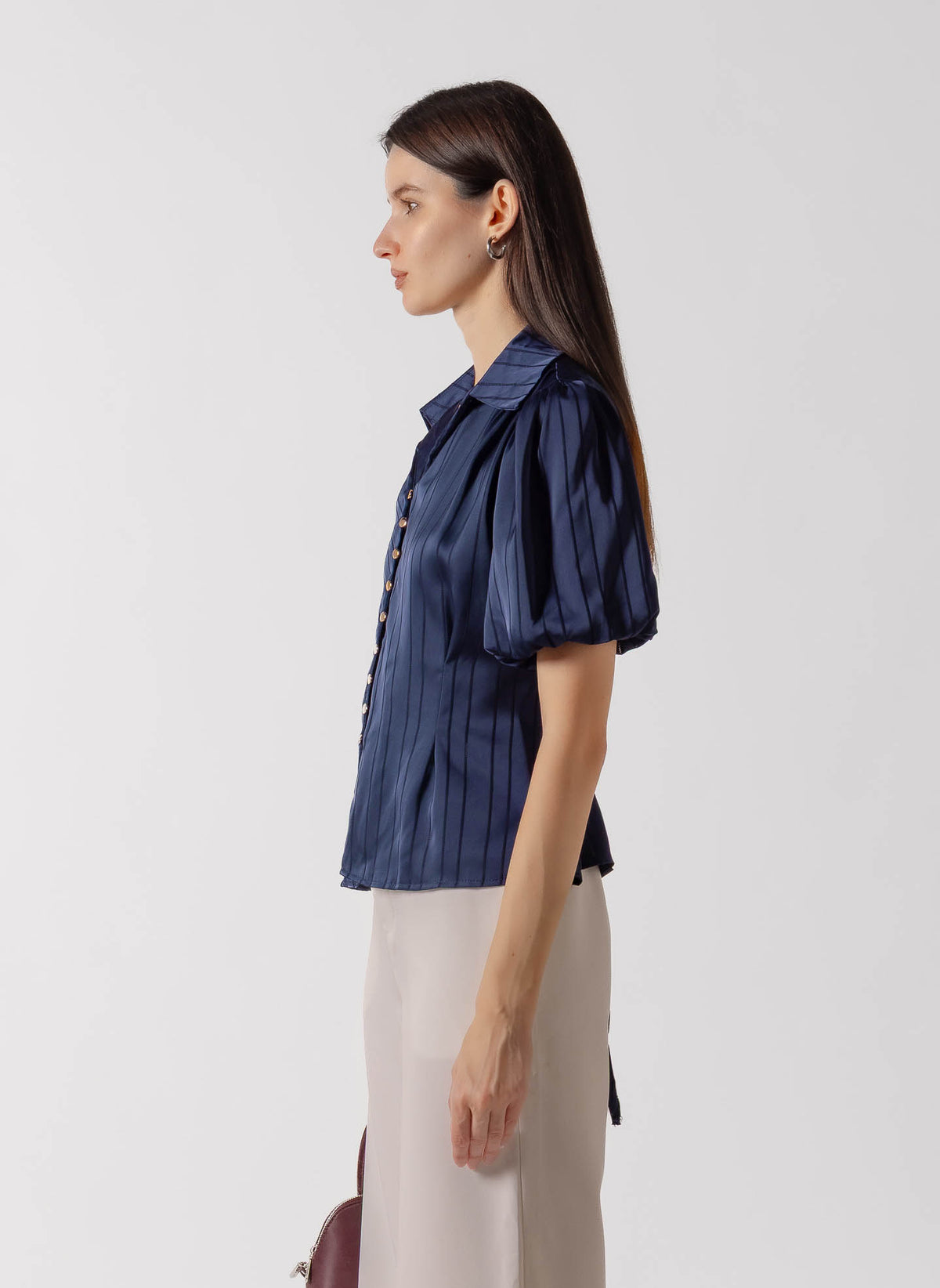 PUFFED SLEEVE BUTTON DOWN BLOUSE