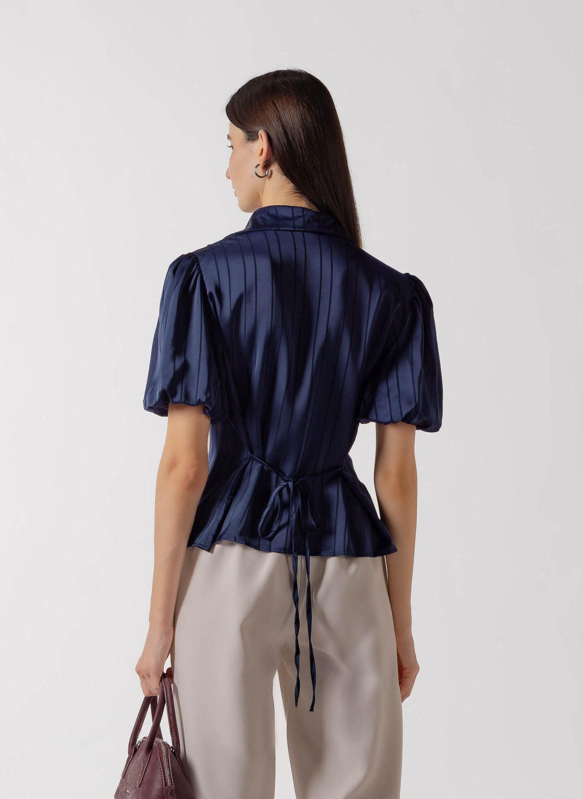PUFFED SLEEVE BUTTON DOWN BLOUSE