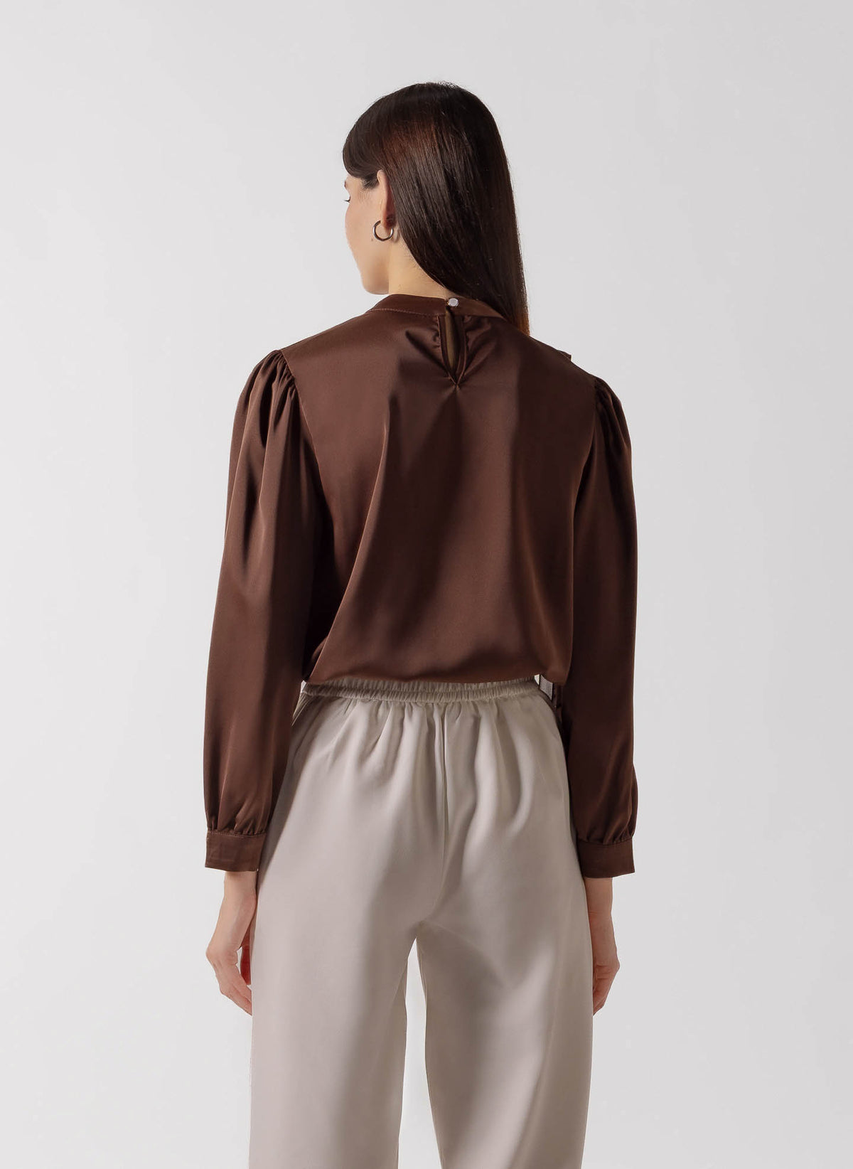 RUFFLED SATIN BLOUSE
