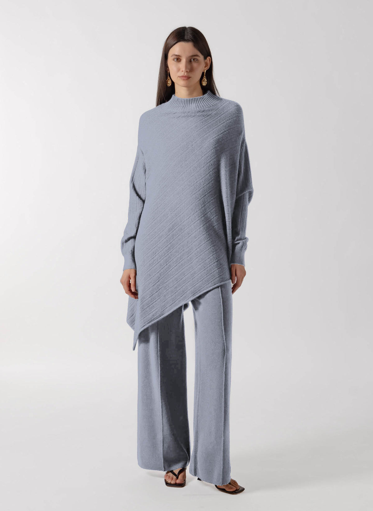 TEXTURED MOCK NECK CASHMERE SET