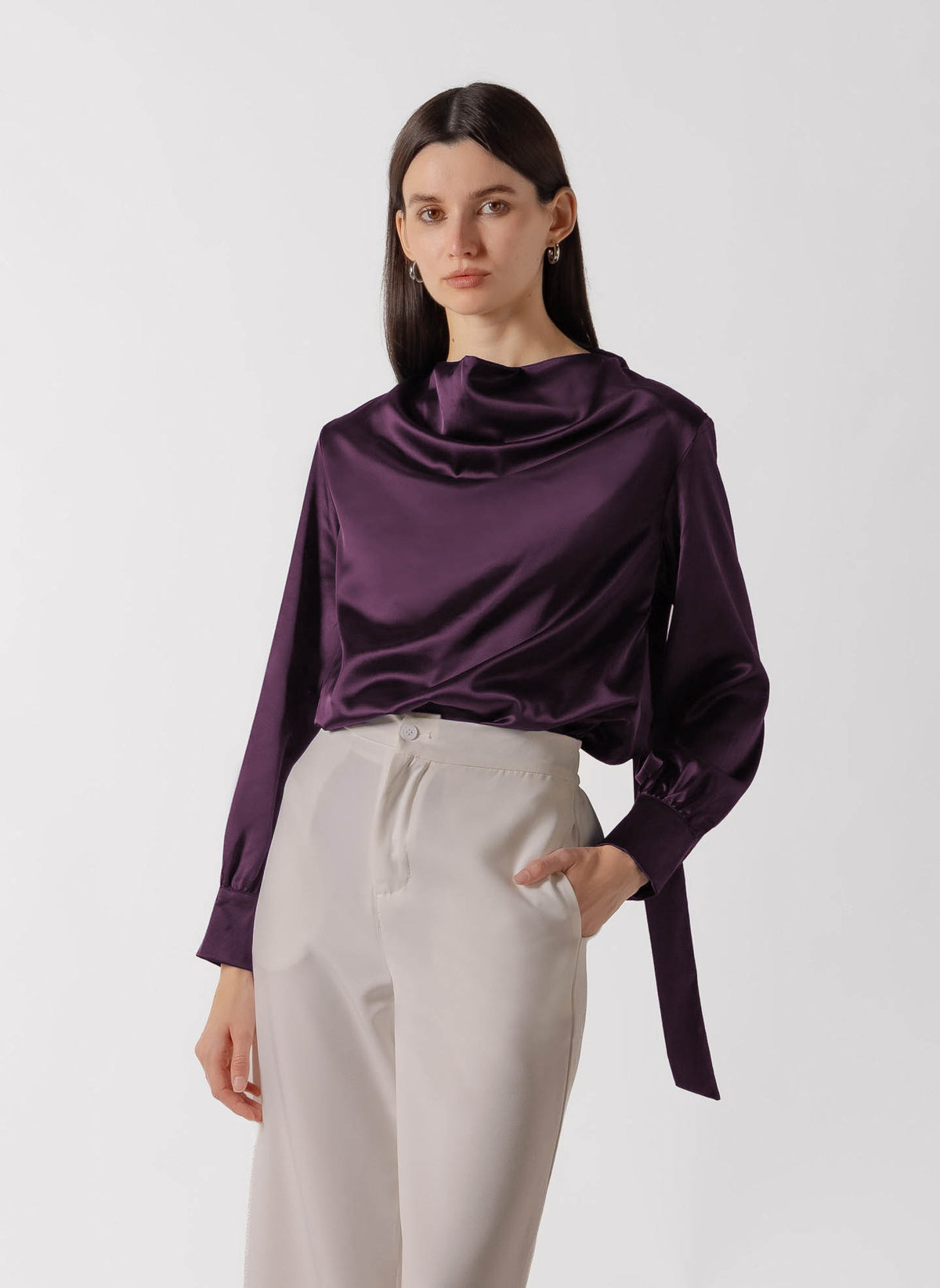 TIE NECK SATIN BLOUSE