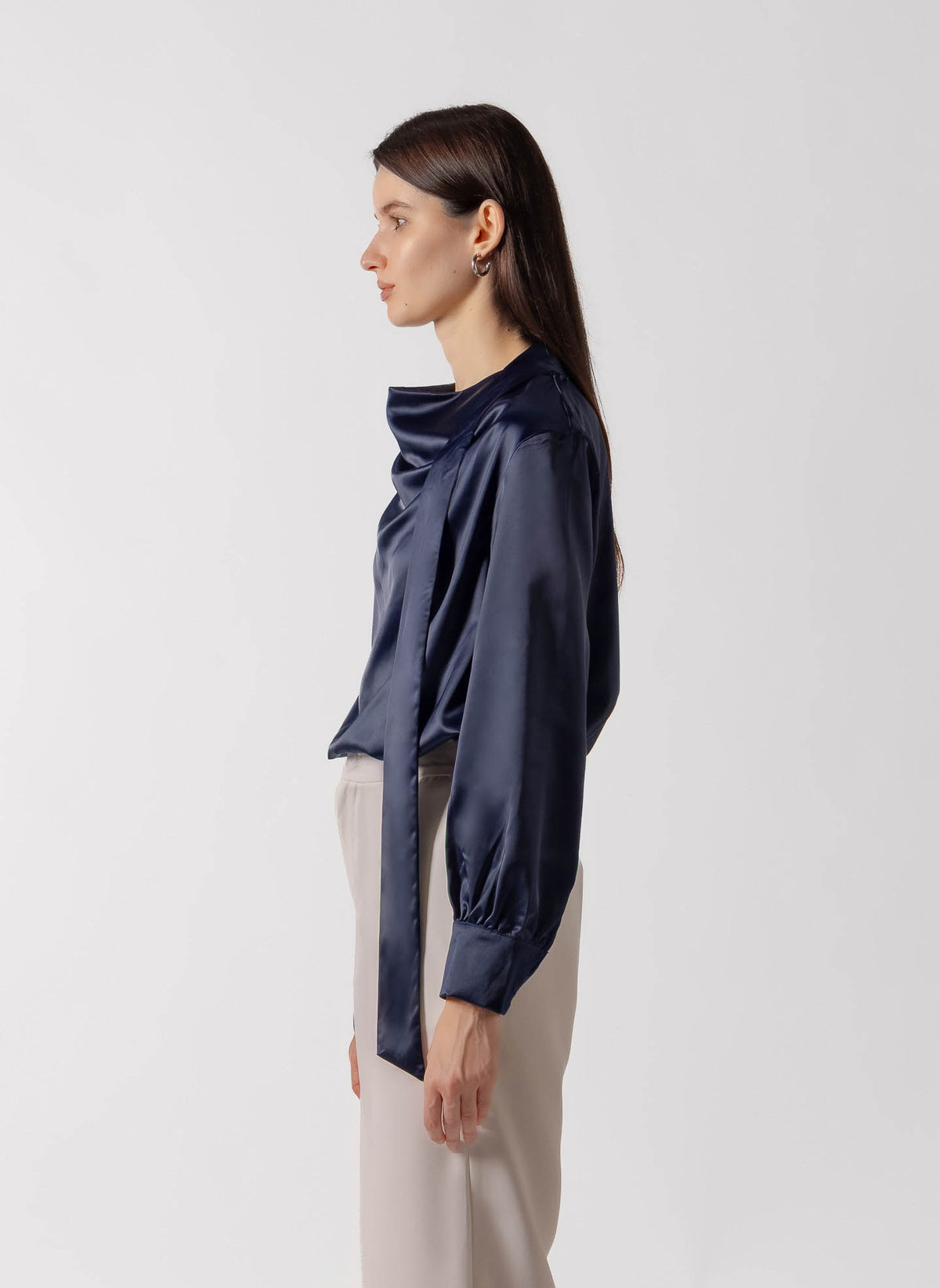 TIE NECK SATIN BLOUSE