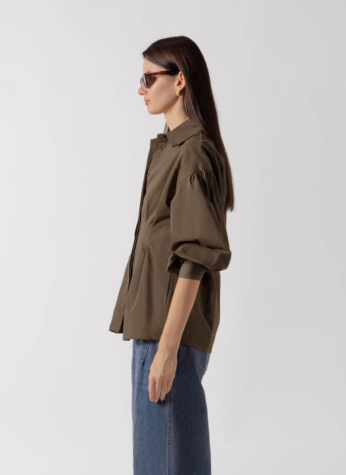 PUFF SLEEVE CINCHED SHIRT