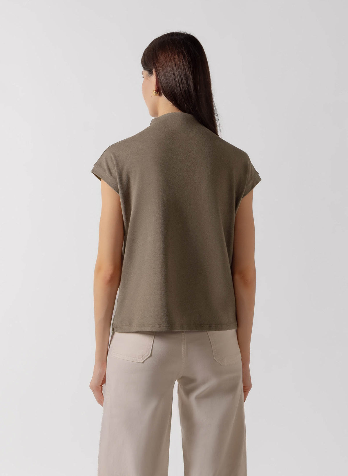 SOFT CAP-SLEEVE HIGH NECK TOP