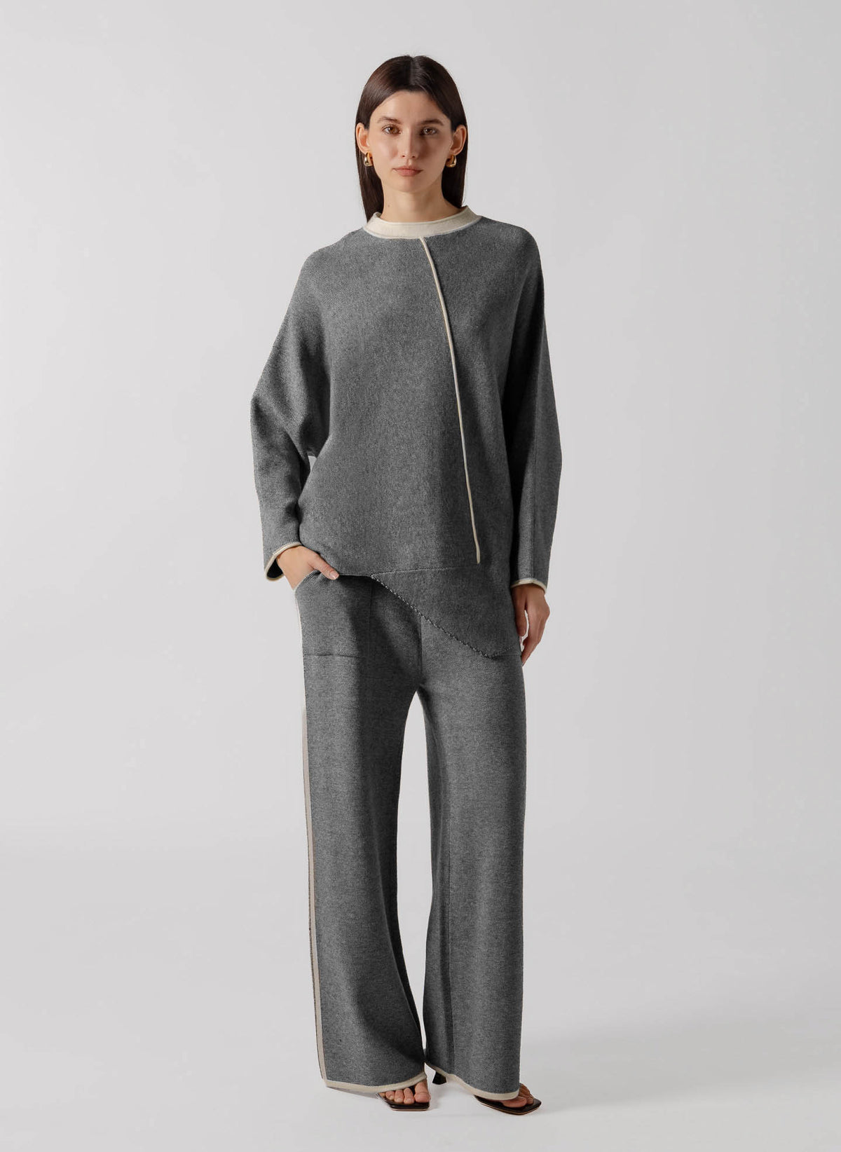 CONTRAST SEAM CASHMERE BLEND SET