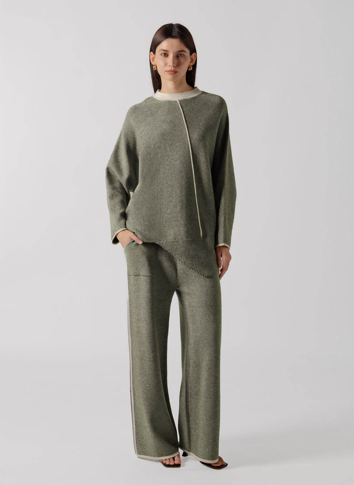 CONTRAST SEAM CASHMERE BLEND SET