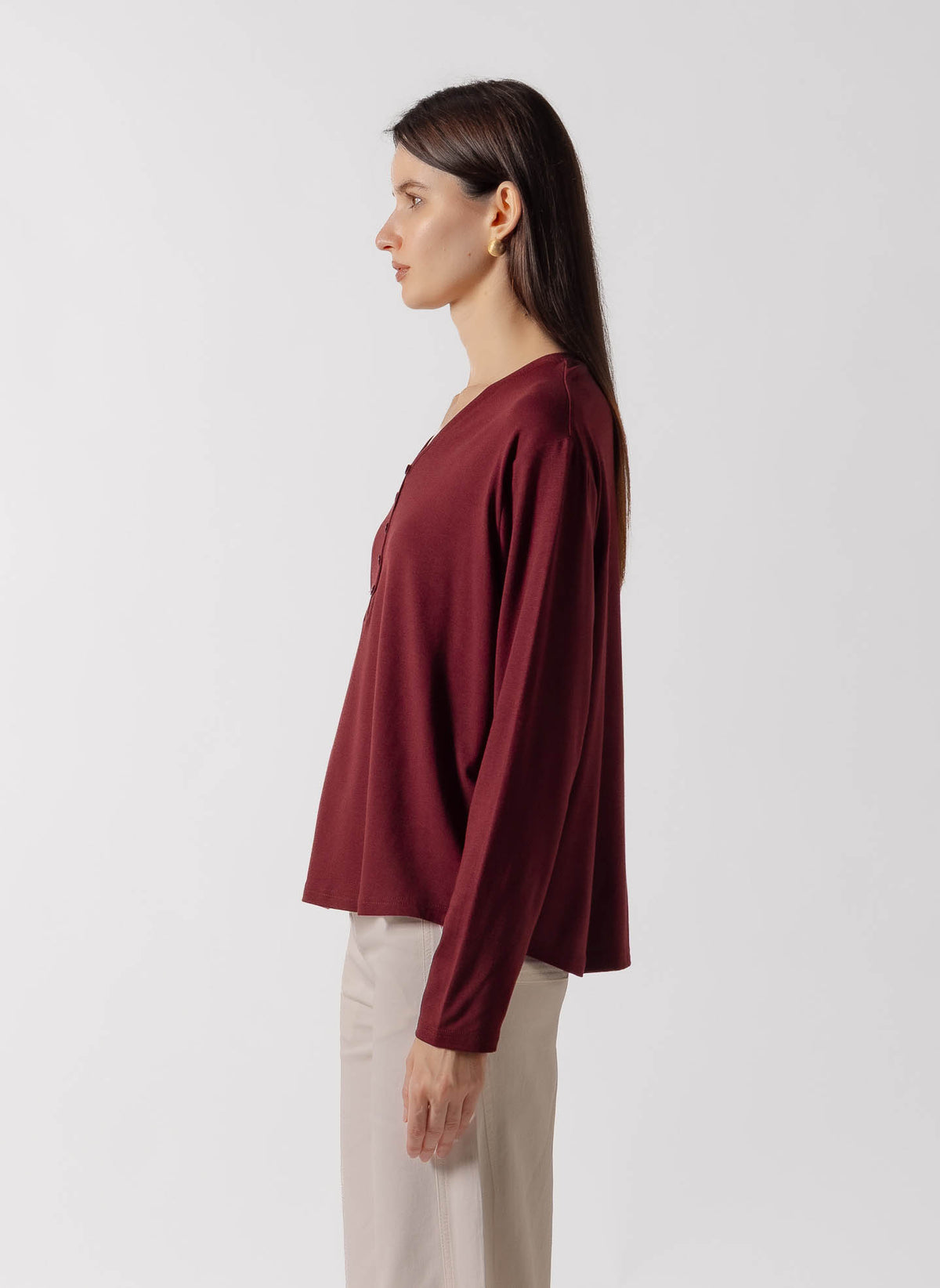 OVERSIZED HENLEY V-NECK T-SHIRT