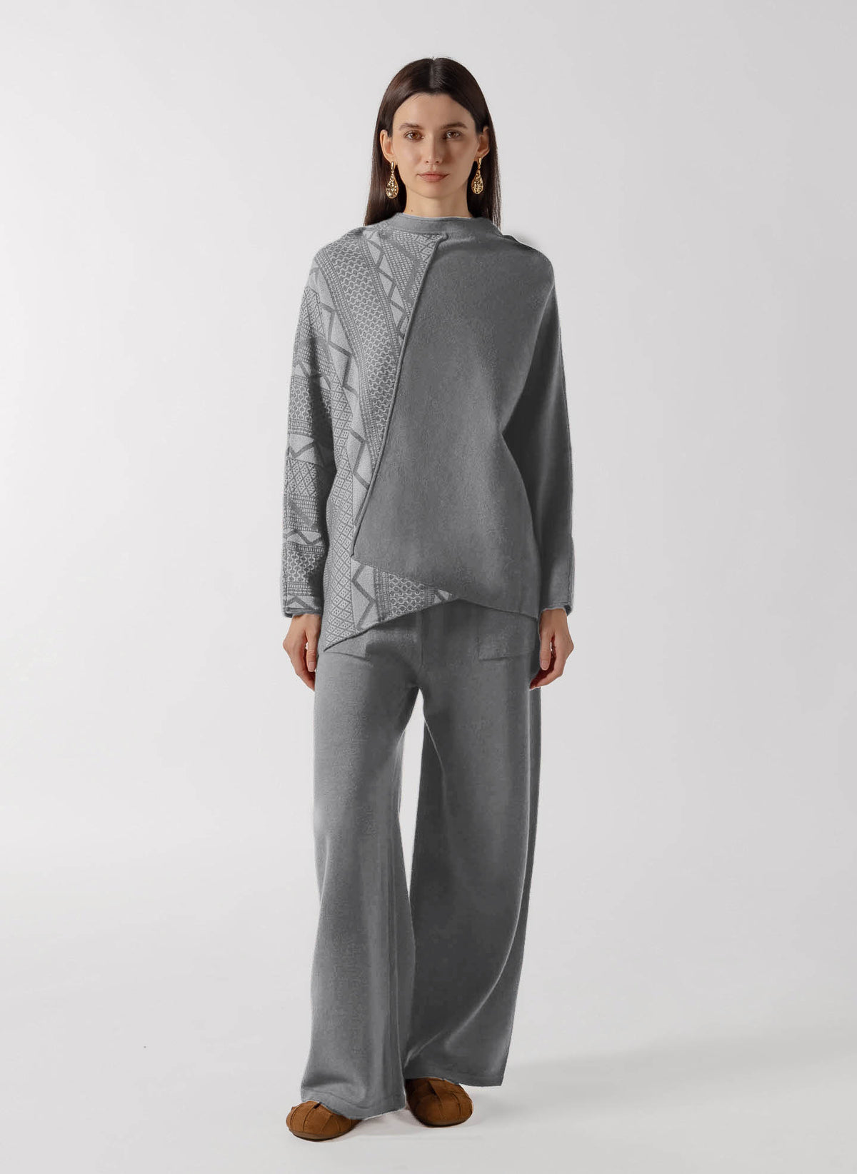 PATTERNED ASYMMETRIC CASHMERE SET