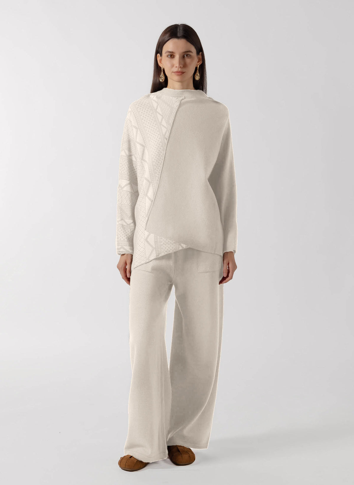 PATTERNED ASYMMETRIC CASHMERE SET