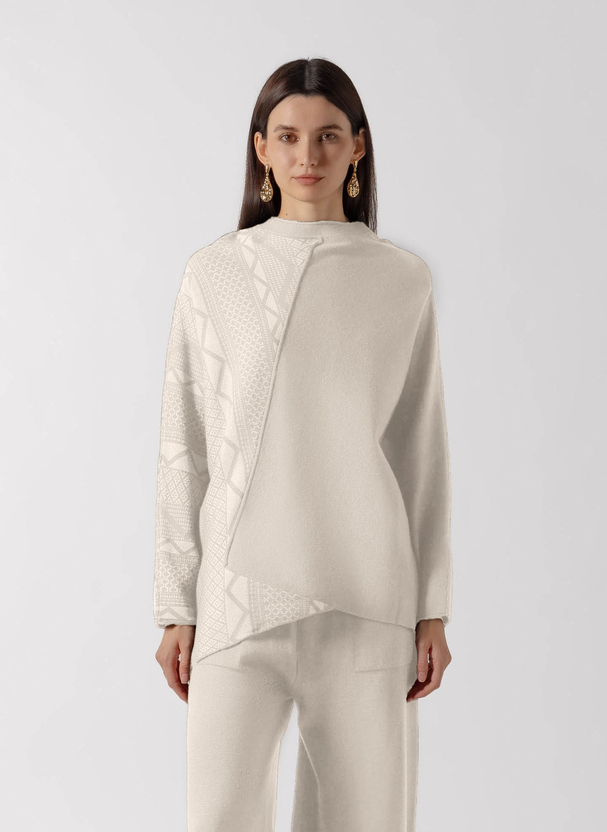 PATTERNED ASYMMETRIC CASHMERE SET