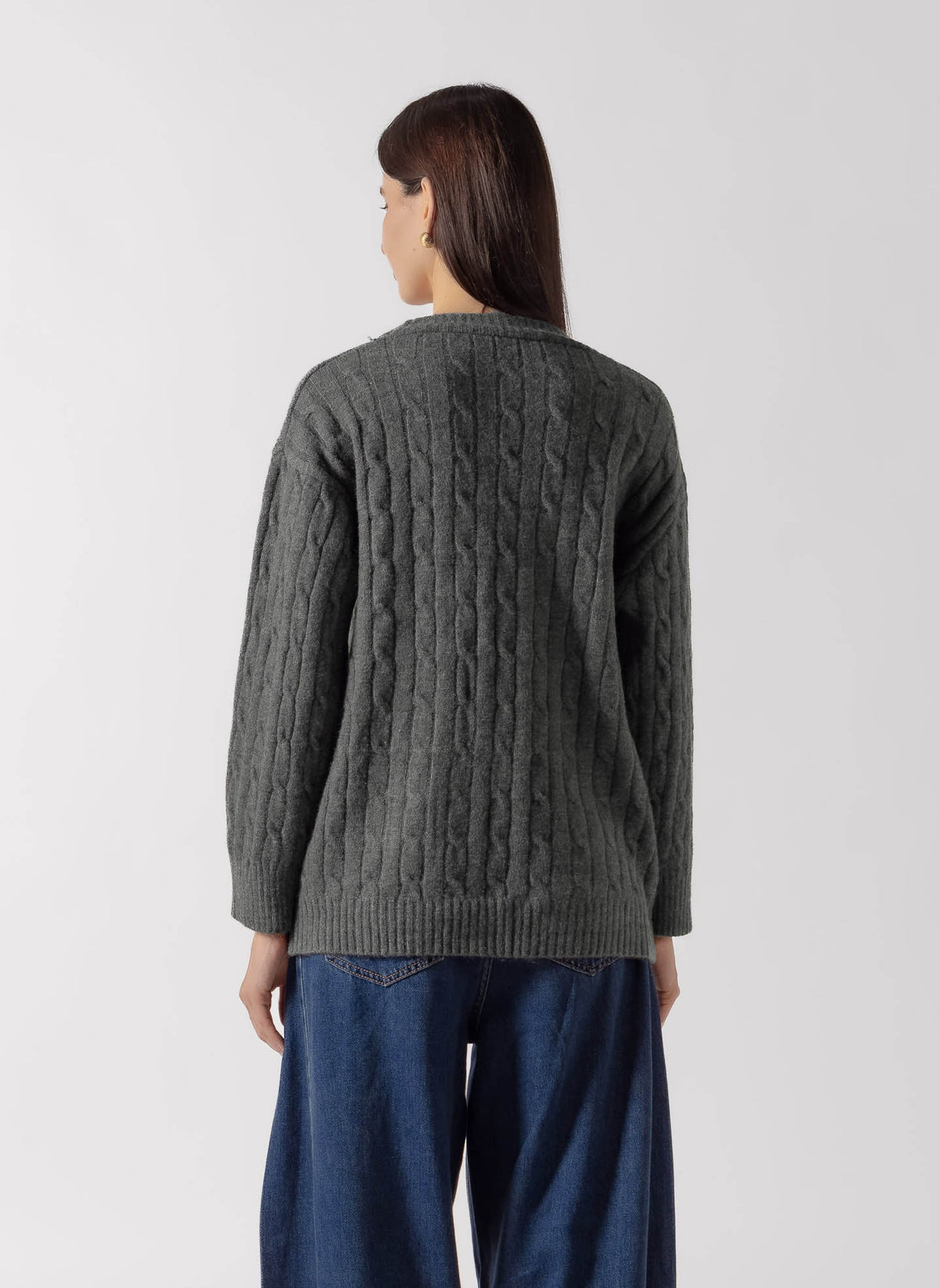 CABLE KNIT BUTTON FRONT CARDIGAN