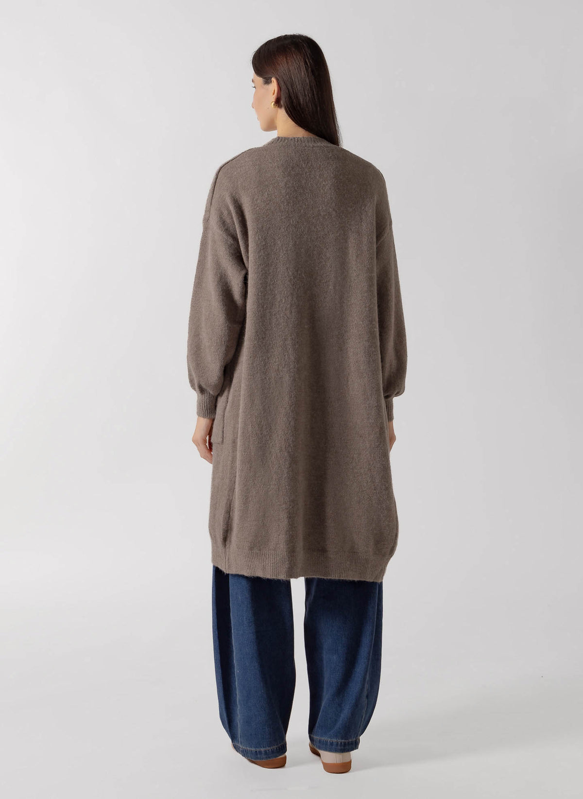 WOOL BLEND LONG OPEN CARDIGAN JACKET