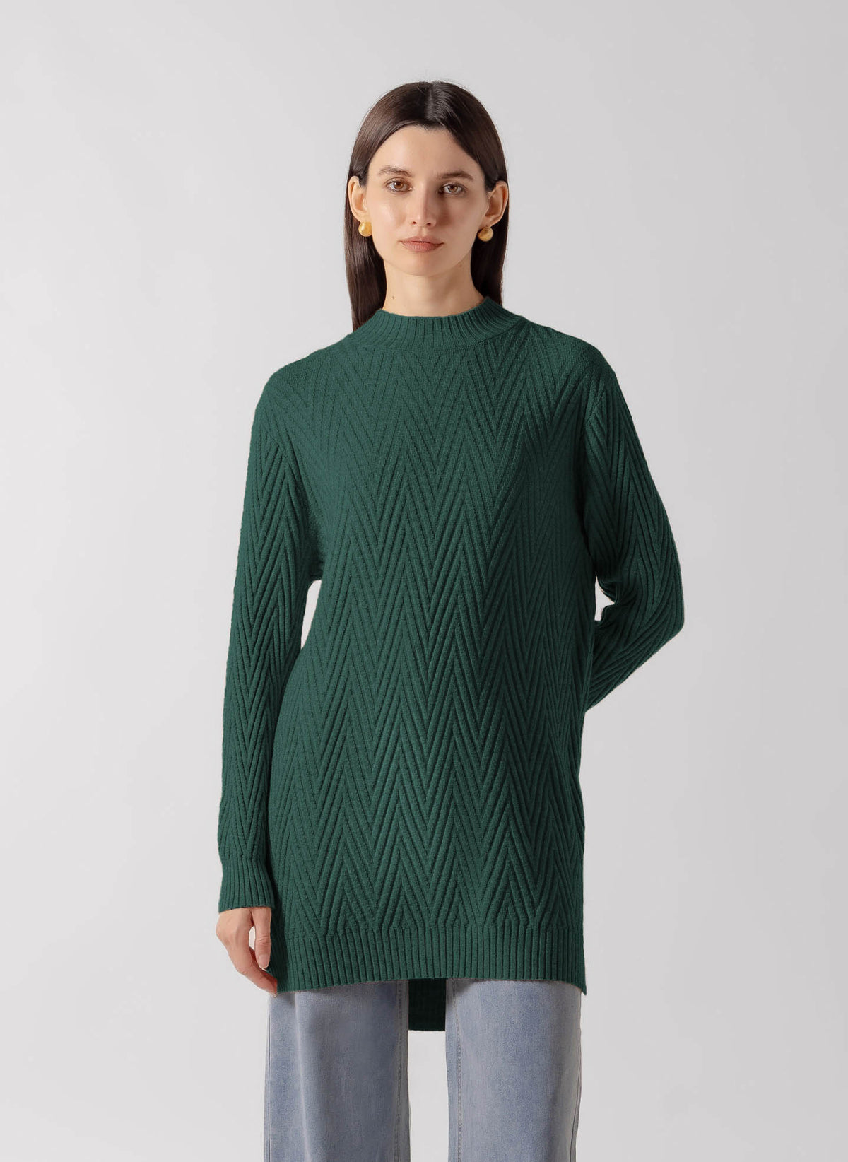 CHEVRON RIBBED KNIT SWEATER