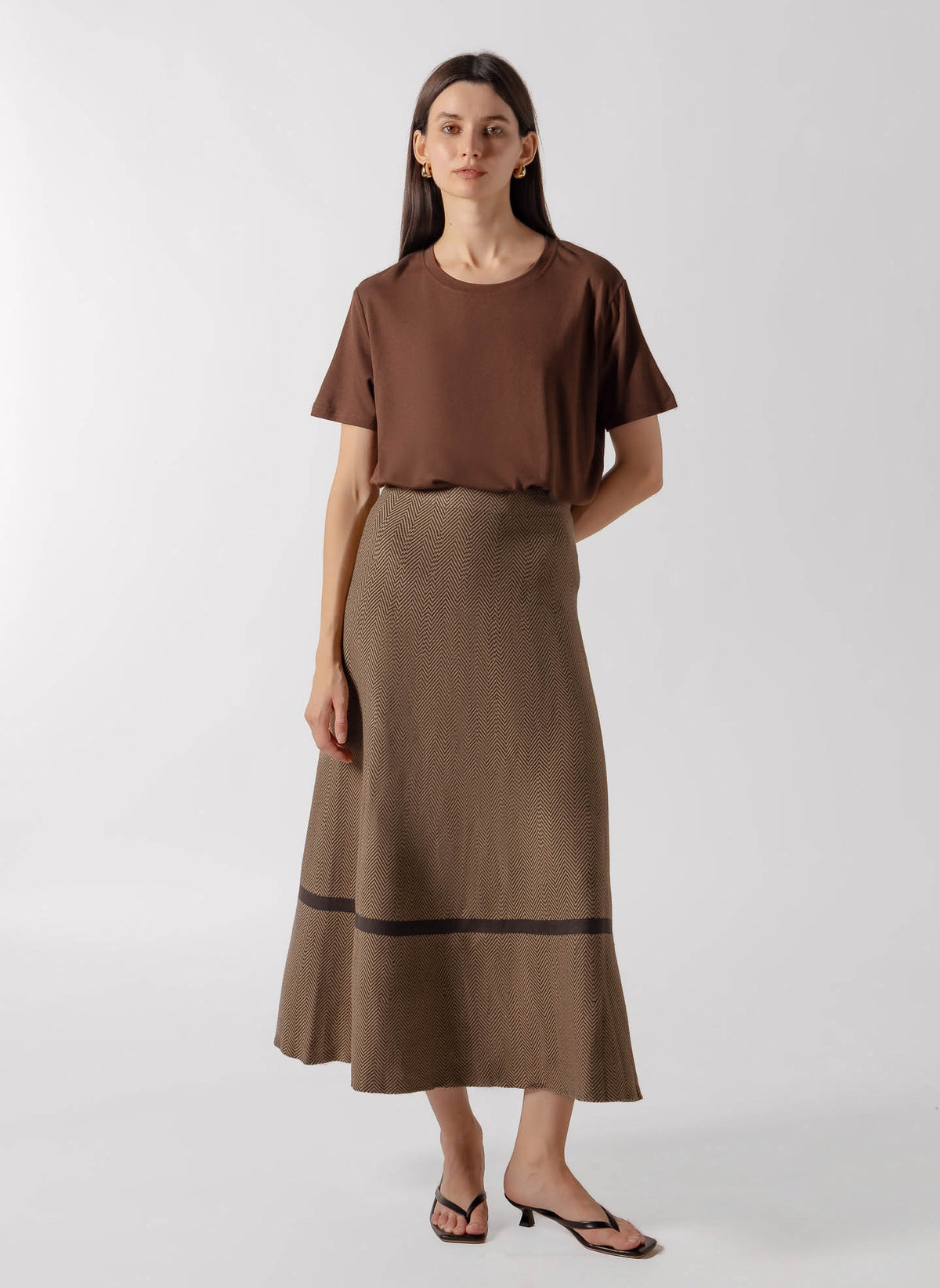 SOFT CHEVRON MIDI SKIRT