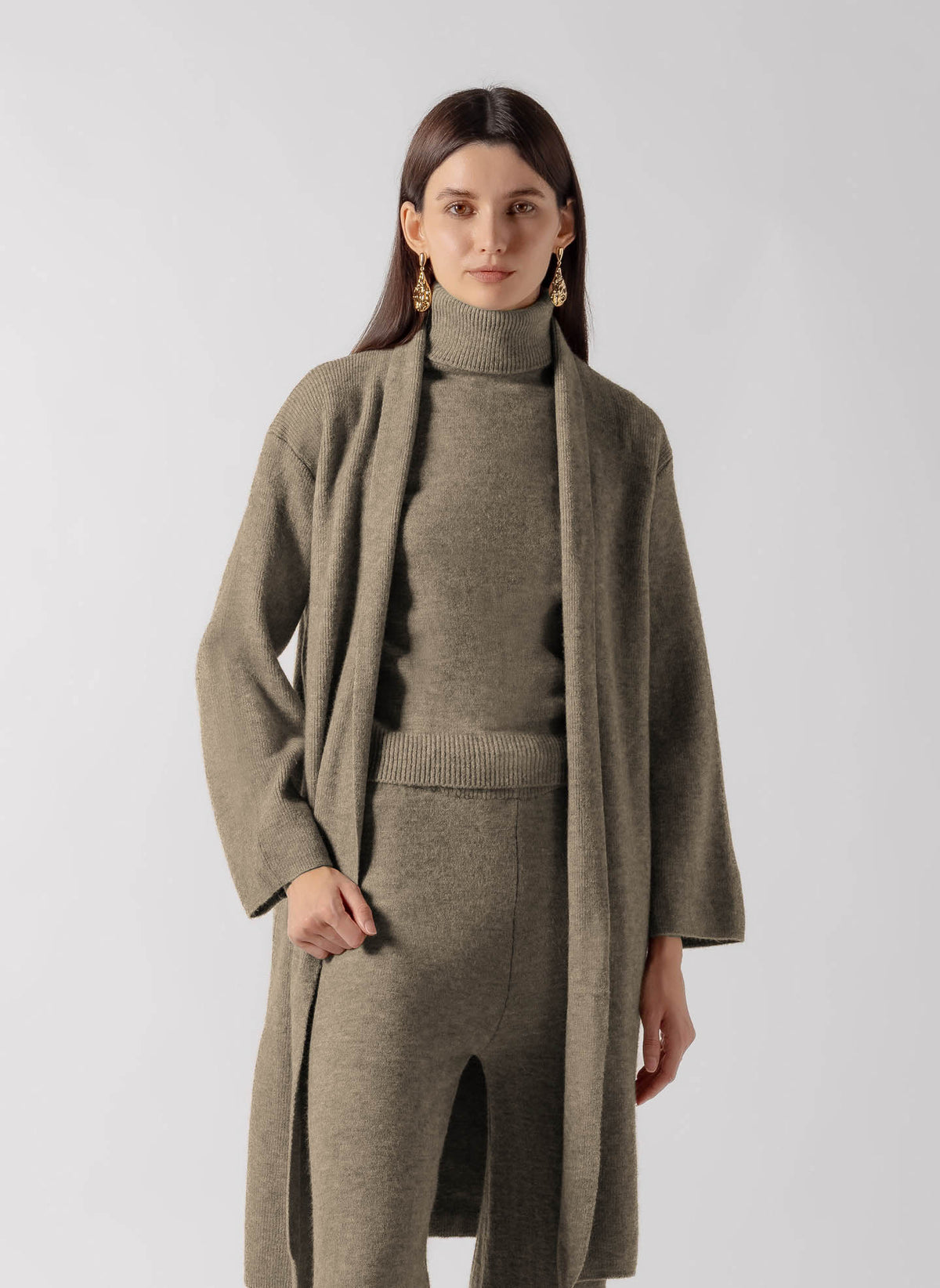 WOOL BLEND LONG CARDIGAN SET