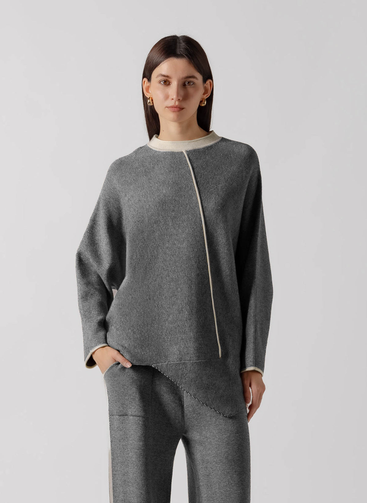 CONTRAST SEAM CASHMERE BLEND SET