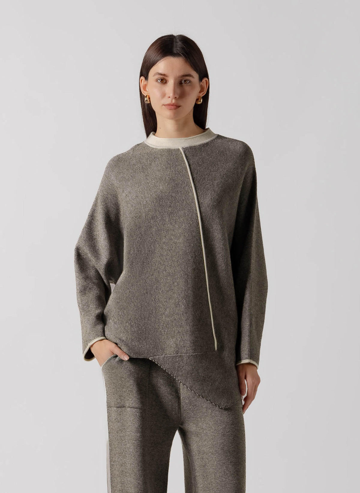 CONTRAST SEAM CASHMERE BLEND SET