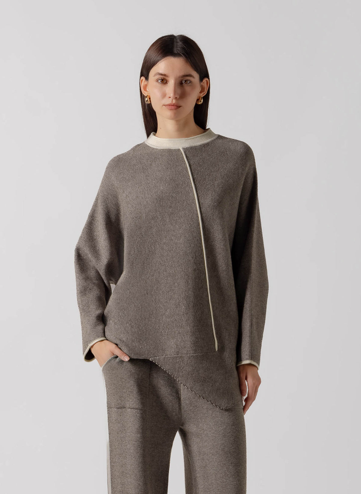 CONTRAST SEAM CASHMERE BLEND SET