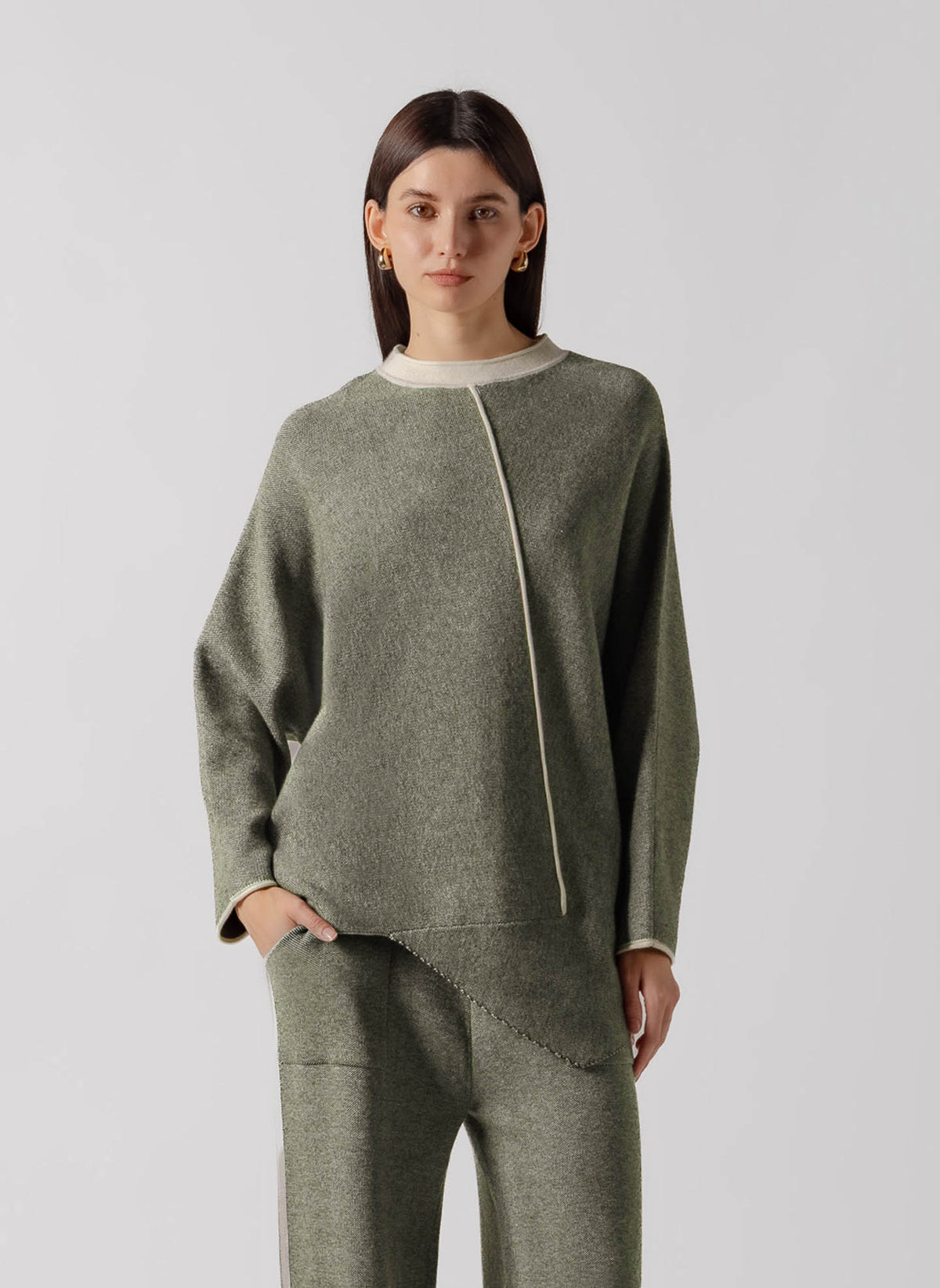 CONTRAST SEAM CASHMERE BLEND SET