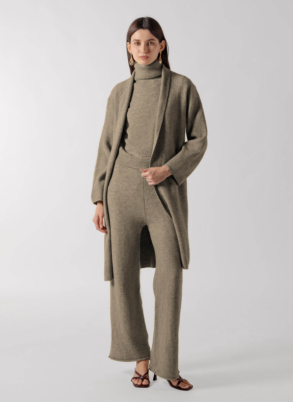 WOOL BLEND LONG CARDIGAN SET