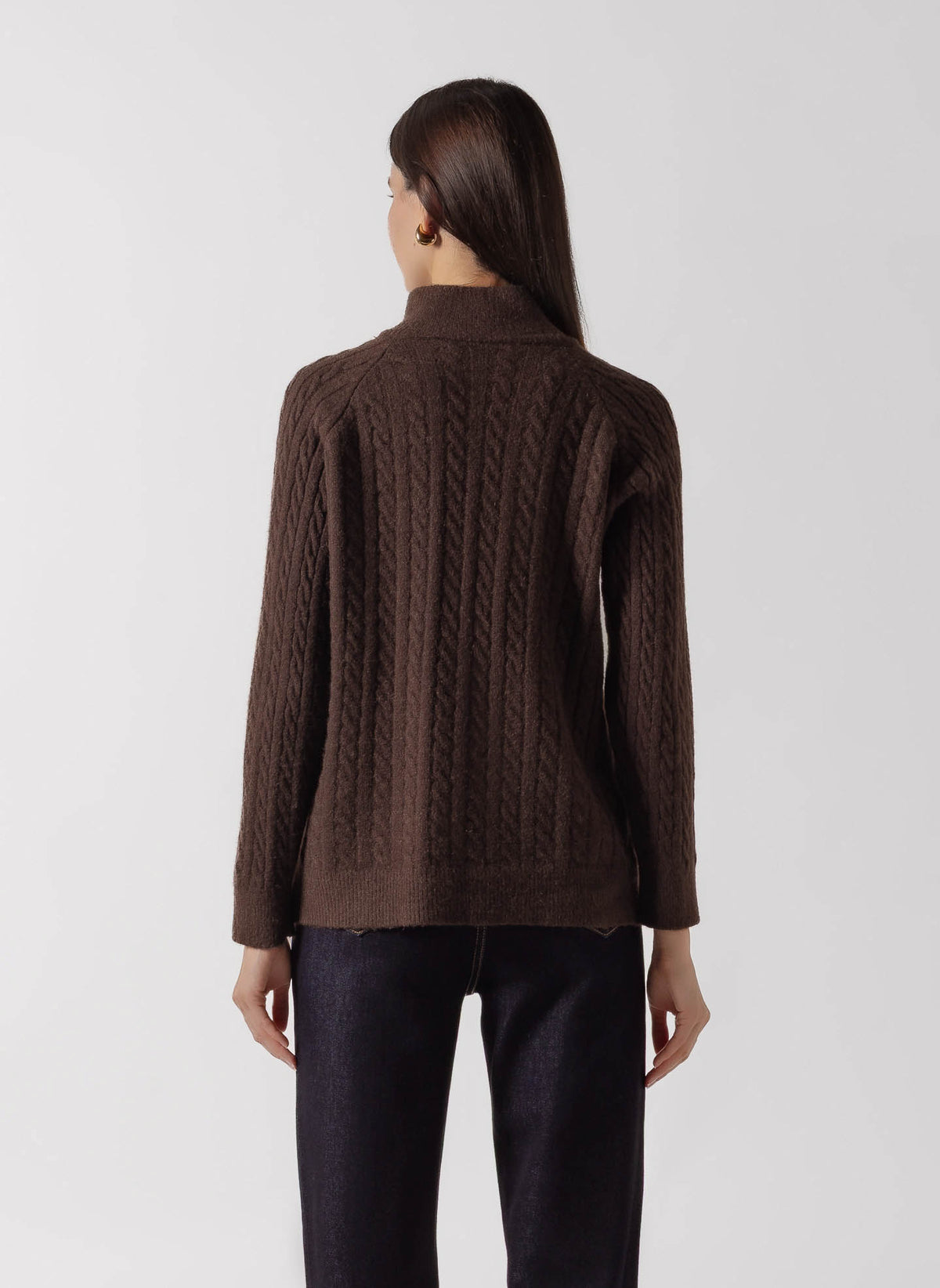 CABLE-KNIT ZIP SWEATER JACKET