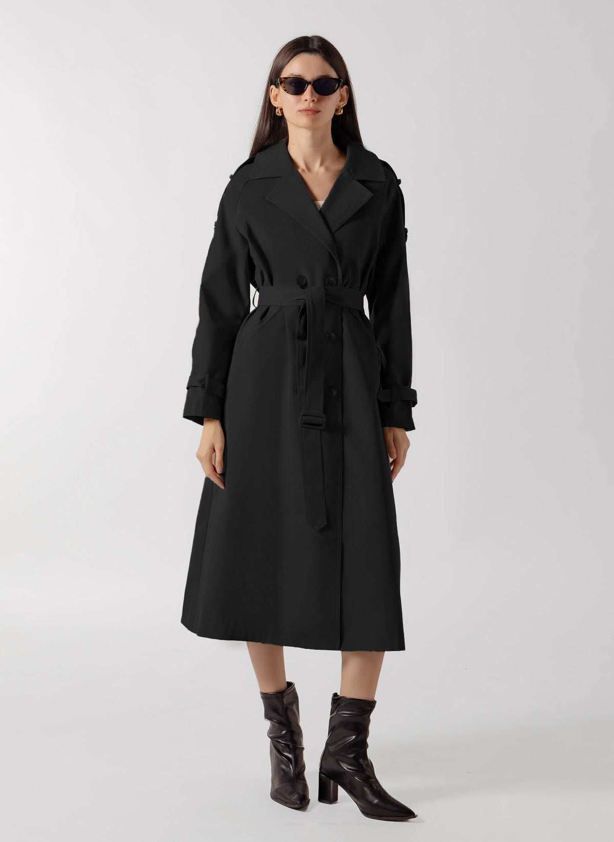 DOUBLE BREASTED LONG TRENCH  COAT