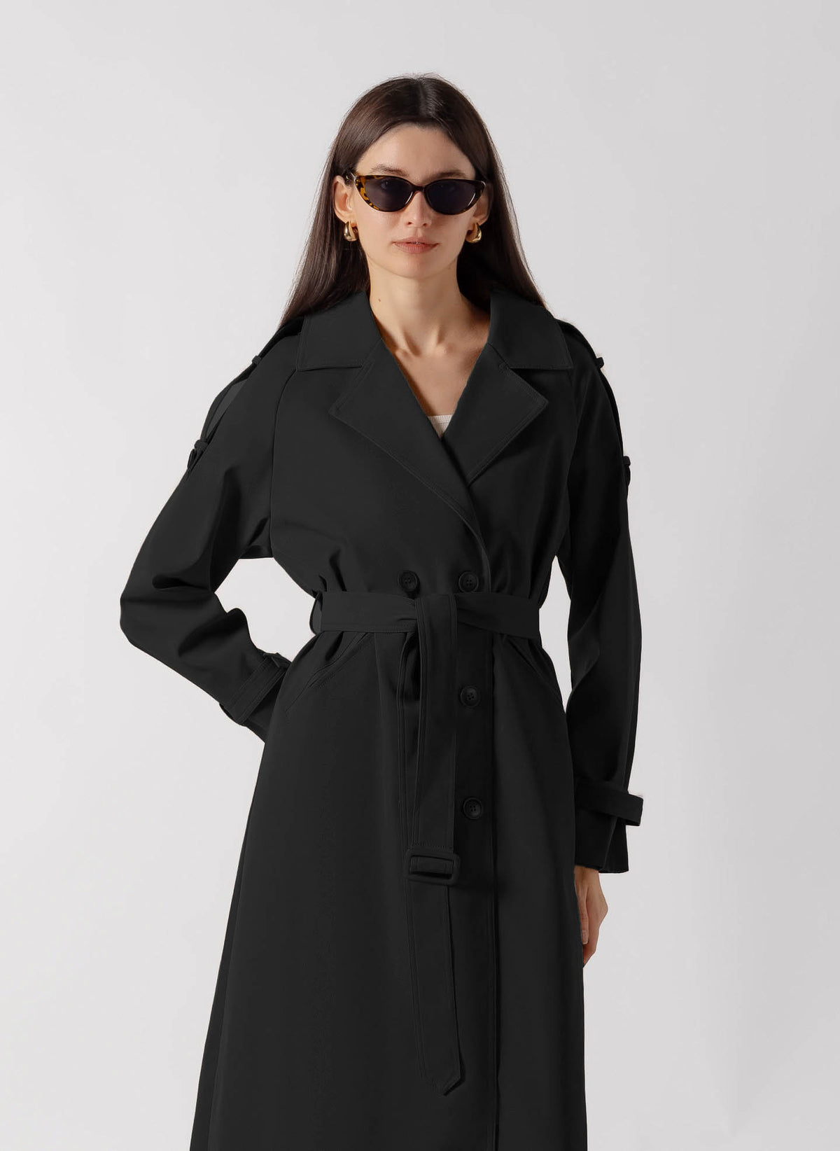 DOUBLE BREASTED LONG TRENCH  COAT