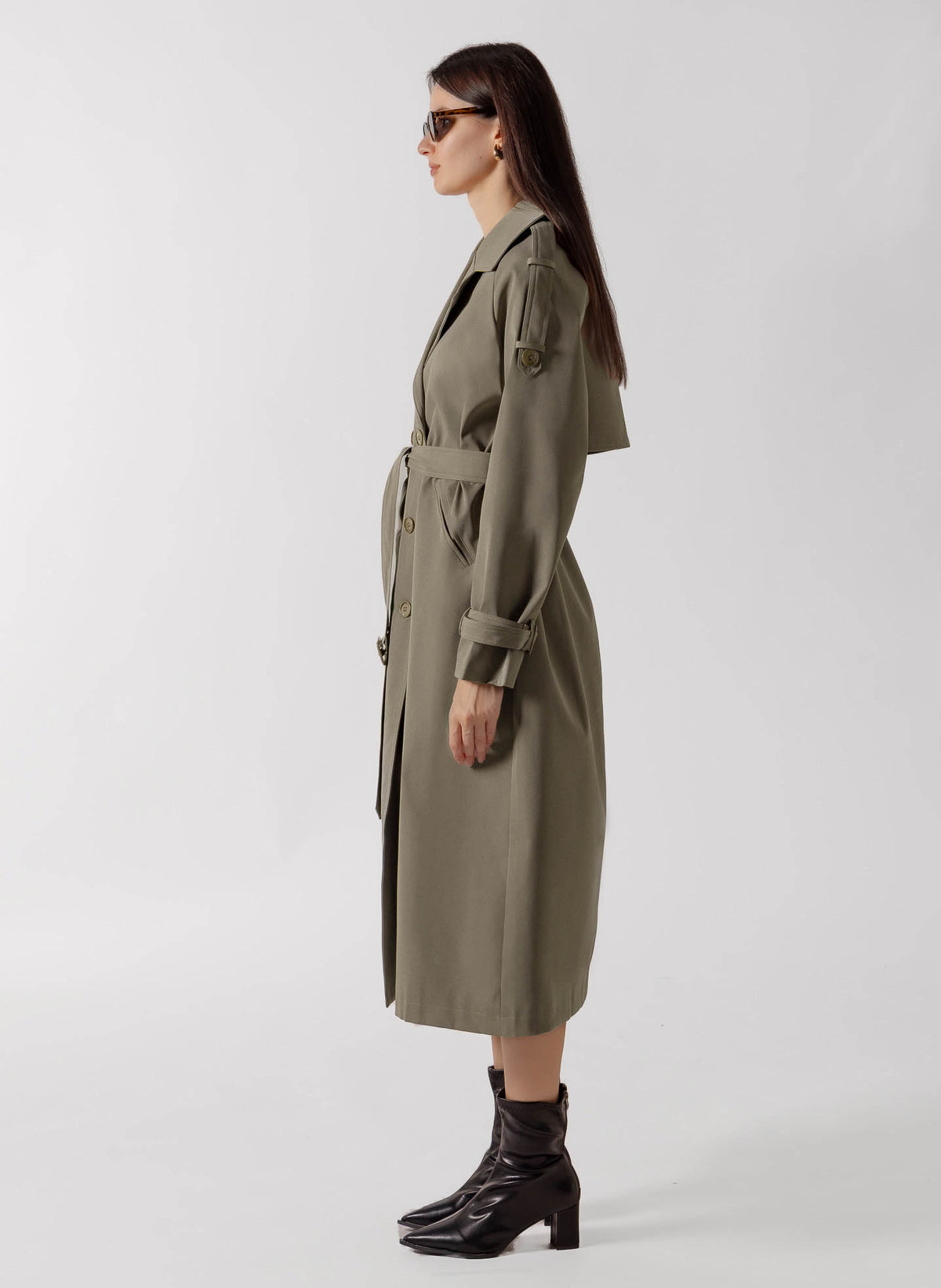 DOUBLE BREASTED LONG TRENCH  COAT