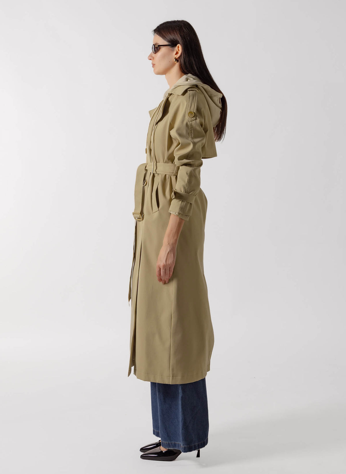HOODED BELTED TRENCH COAT