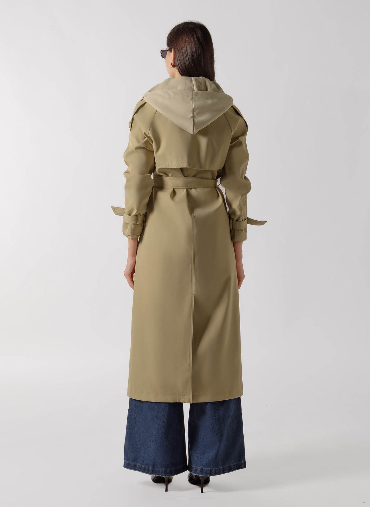 HOODED BELTED TRENCH COAT