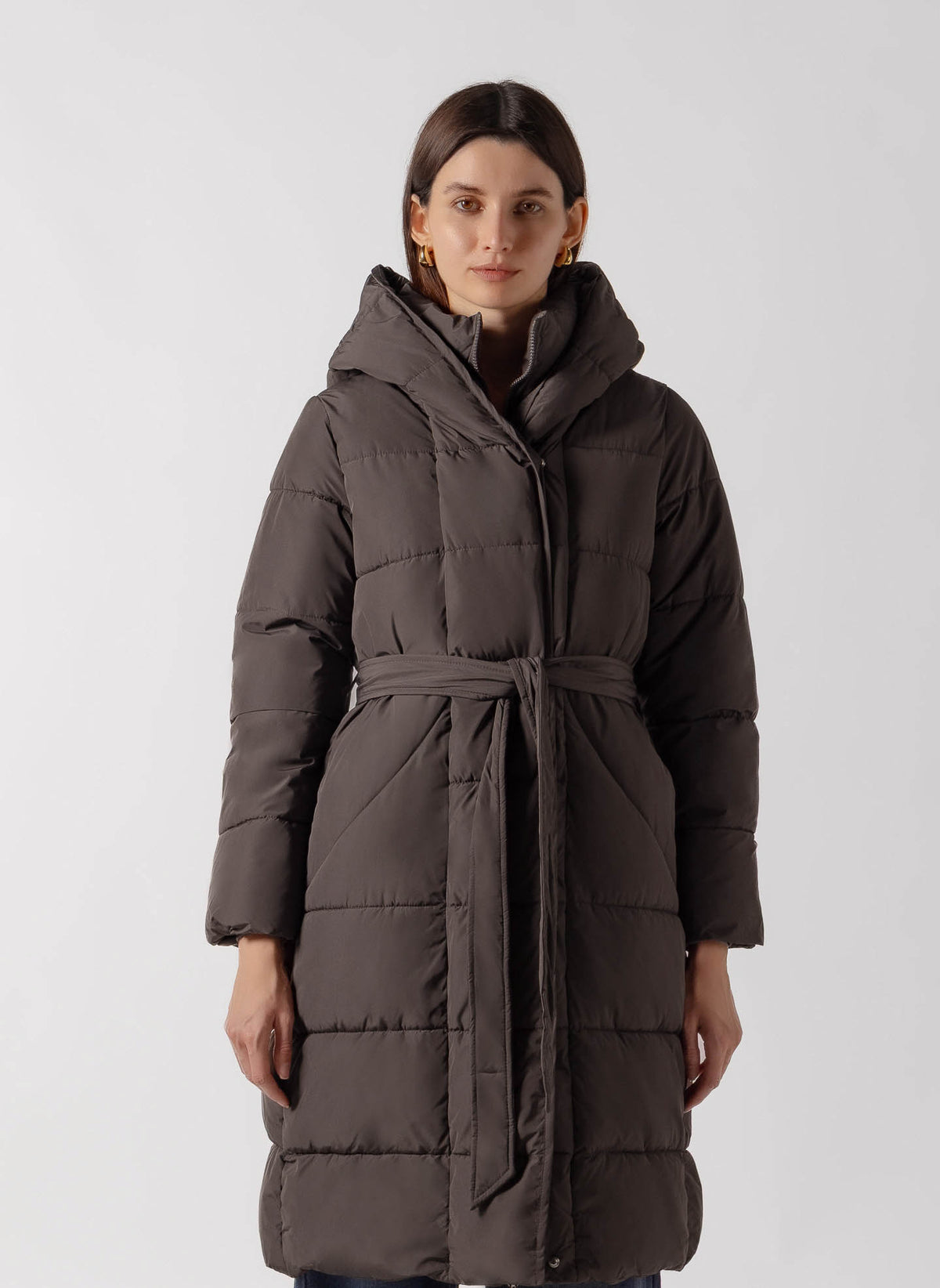 BELTED LONGLINE PUFFER COAT