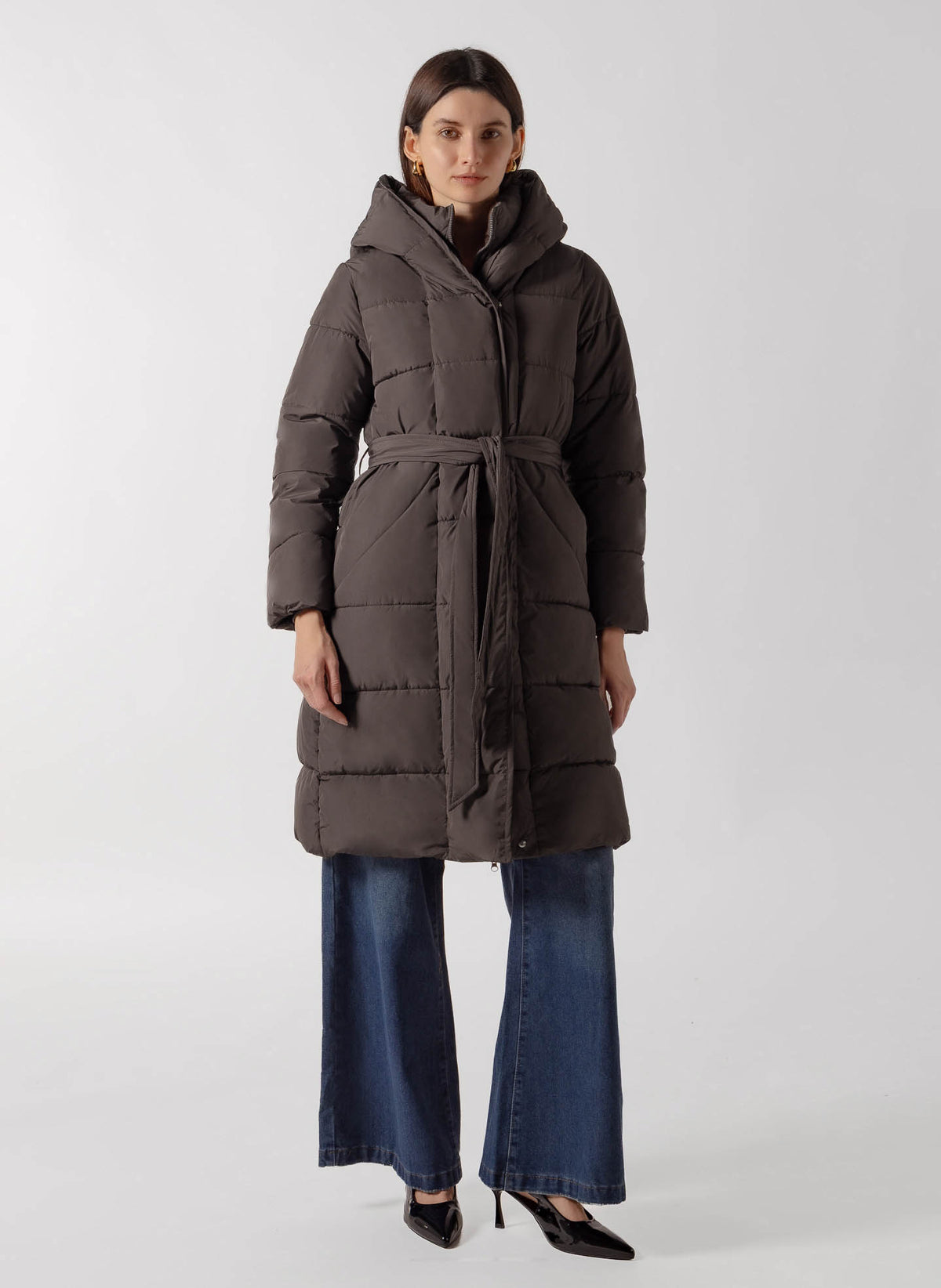 BELTED LONGLINE PUFFER COAT