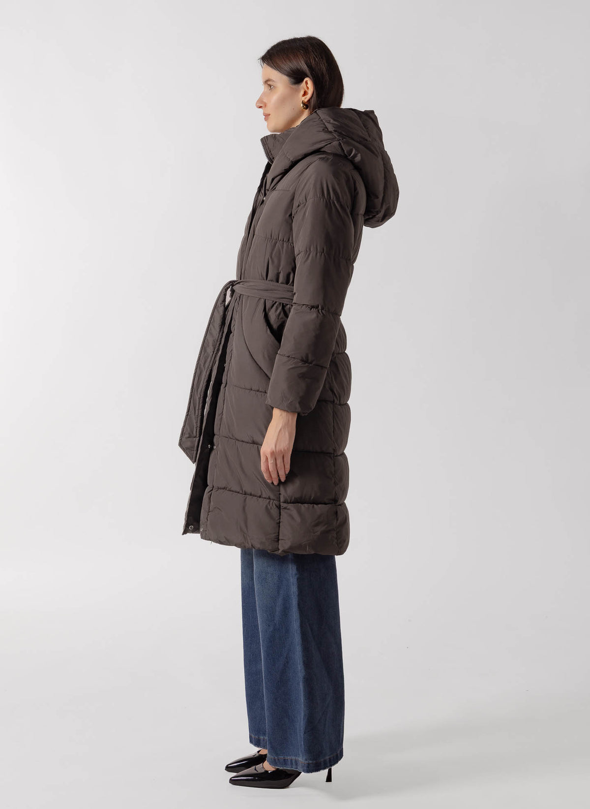 BELTED LONGLINE PUFFER COAT