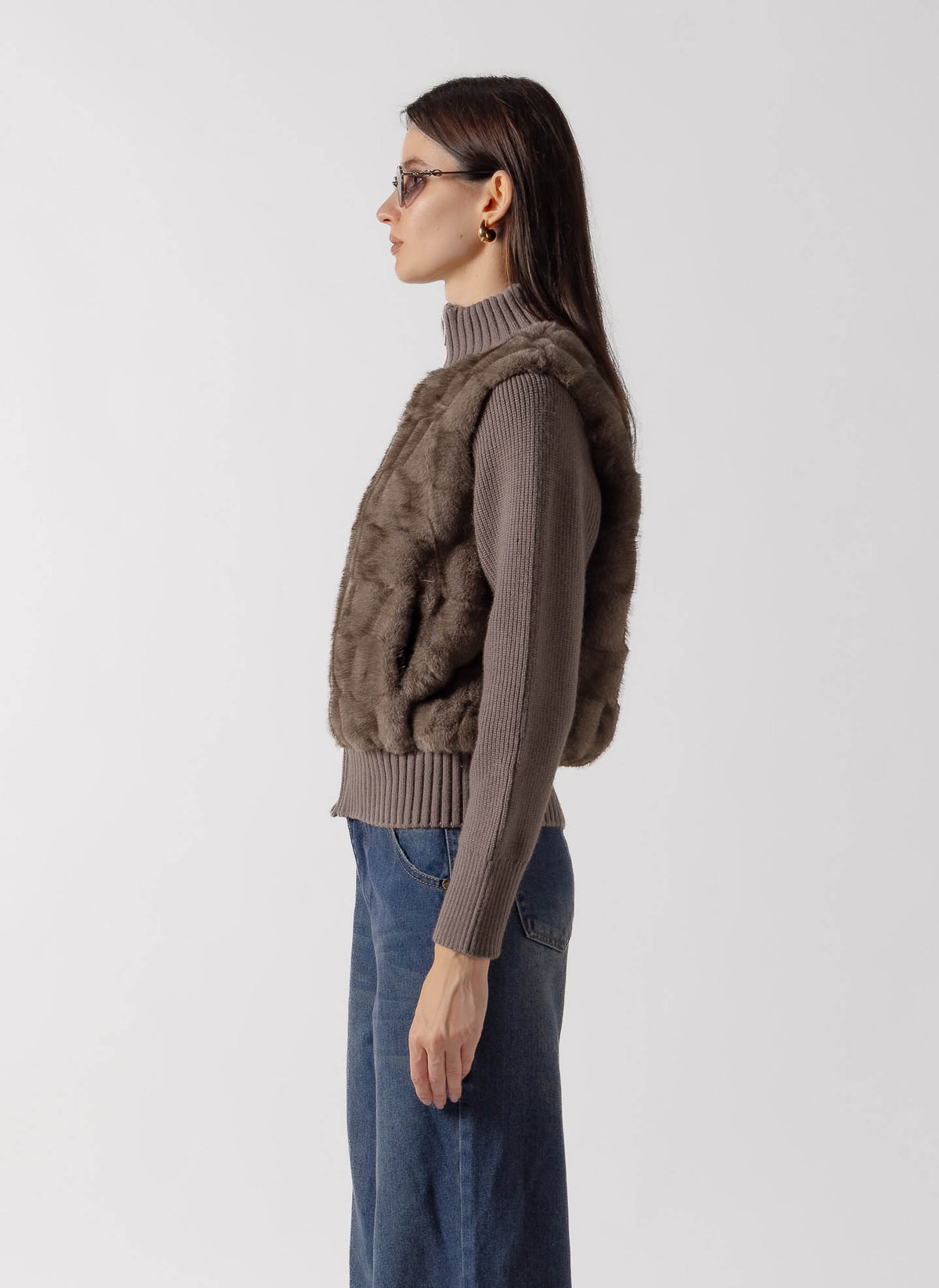 FAUX FUR PANEL ZIP JACKET