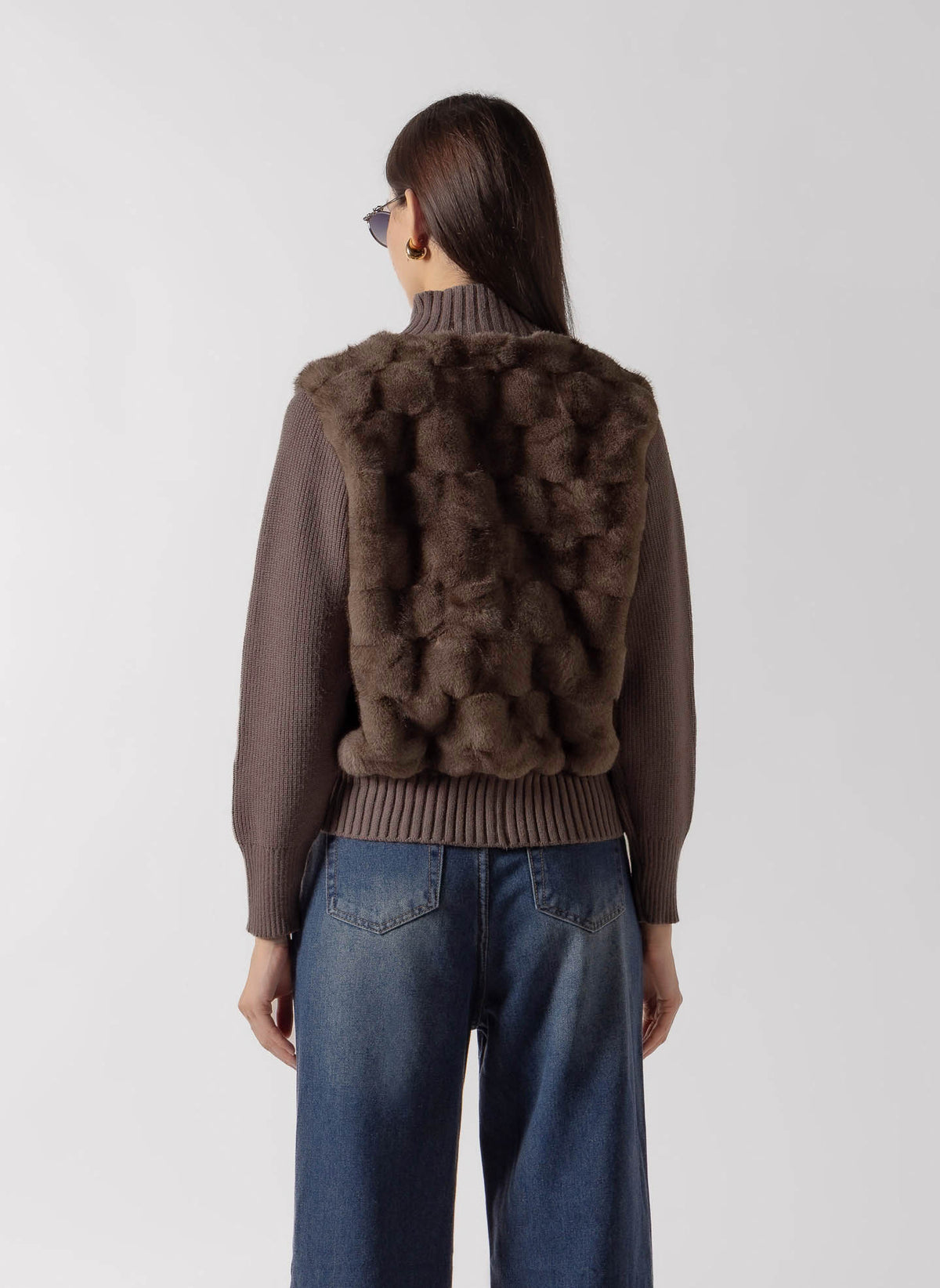 FAUX FUR PANEL ZIP JACKET
