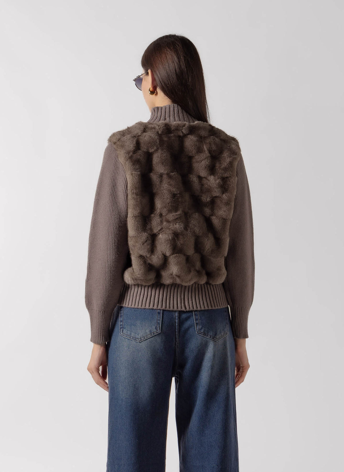 FAUX FUR PANEL ZIP JACKET