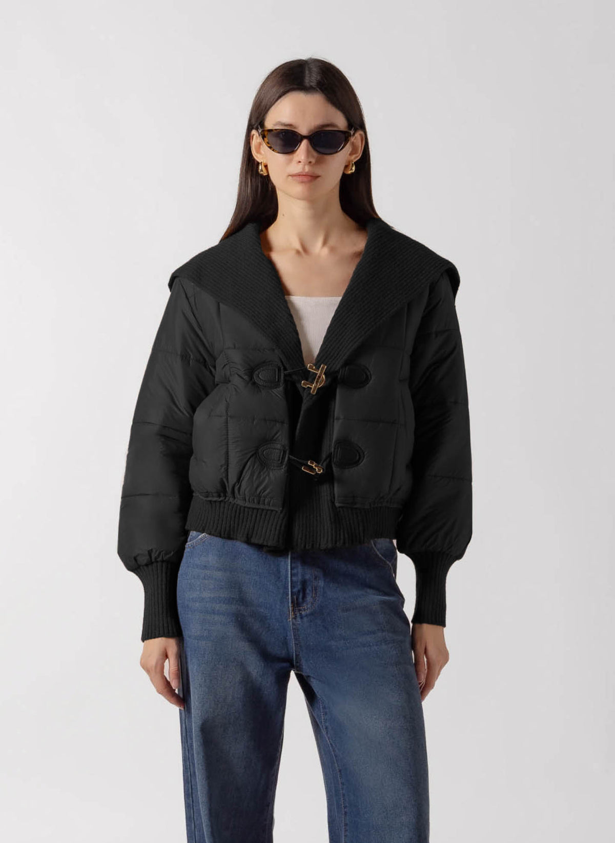 KNIT COLLAR TOGGLE PUFFER
