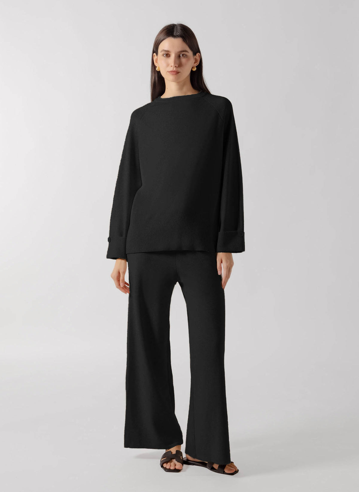 FOLDED CUFF CREW KNIT SET